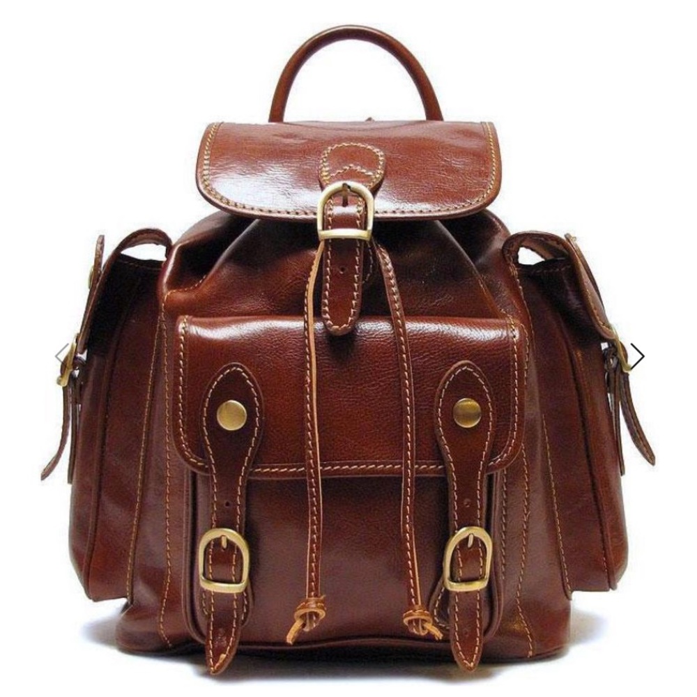 Brown leather backpack